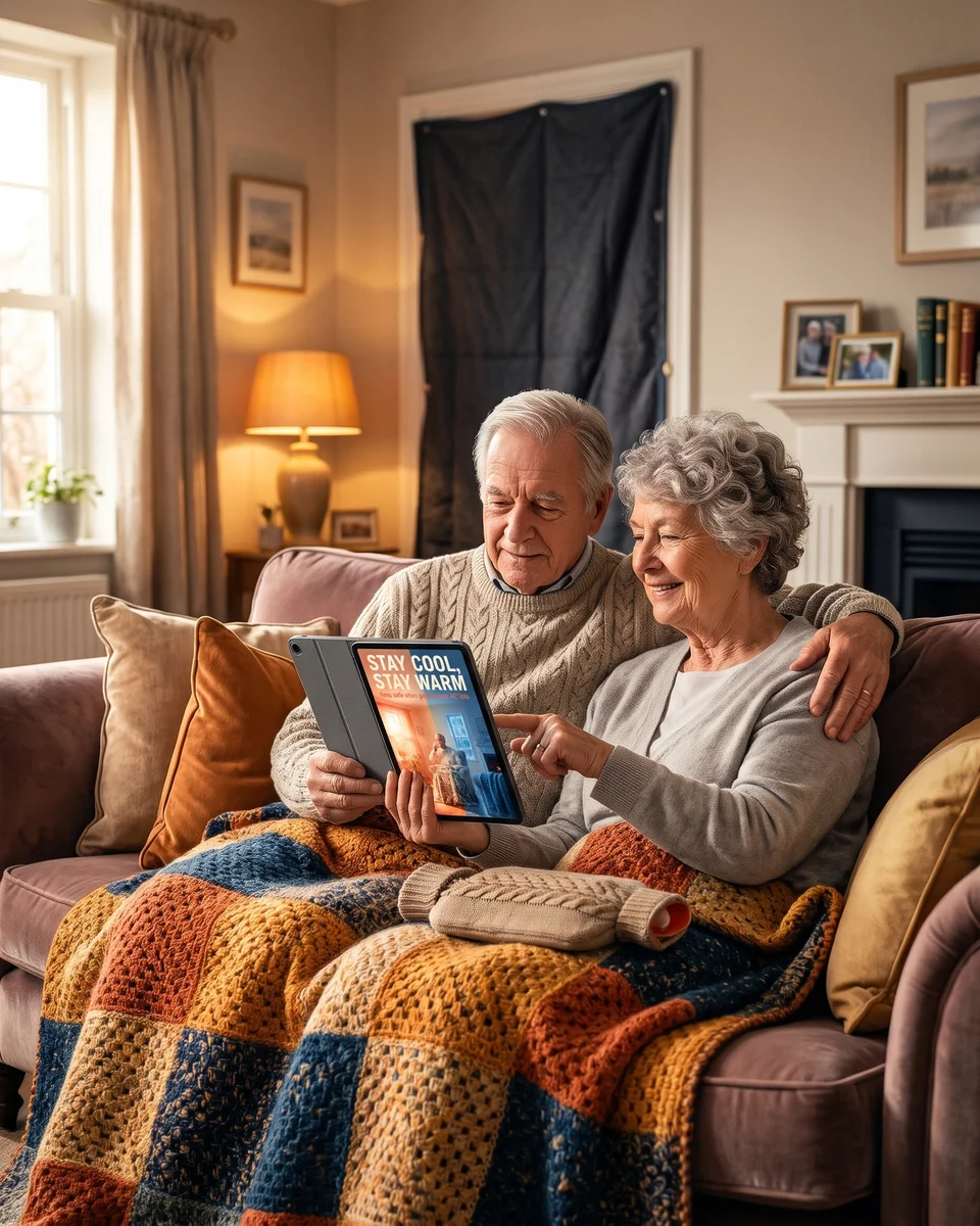 A reader with Stay Cool, Stay Warm