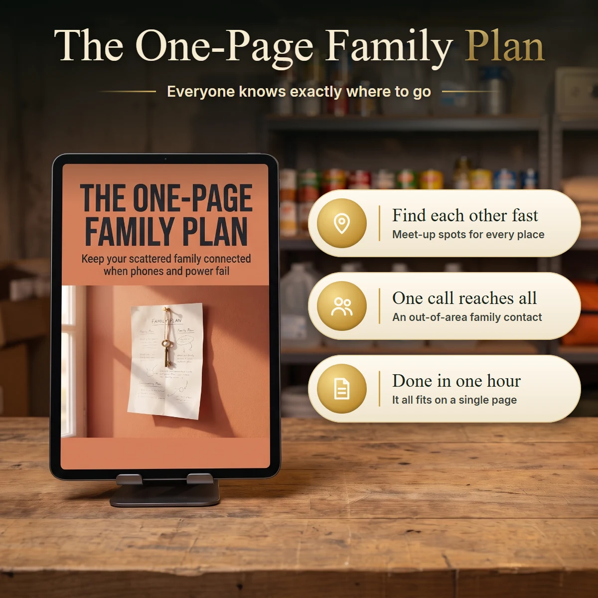 The One-Page Family Plan on a tablet