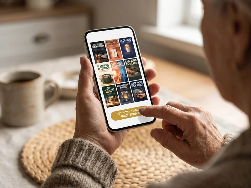 Hands on a phone about to buy the e-book bundle